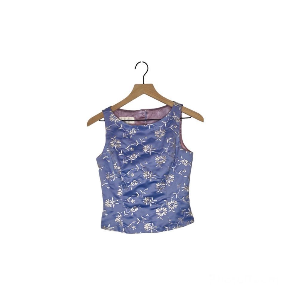Scott McClintock Blue Floral Print Sleeveless Blouse